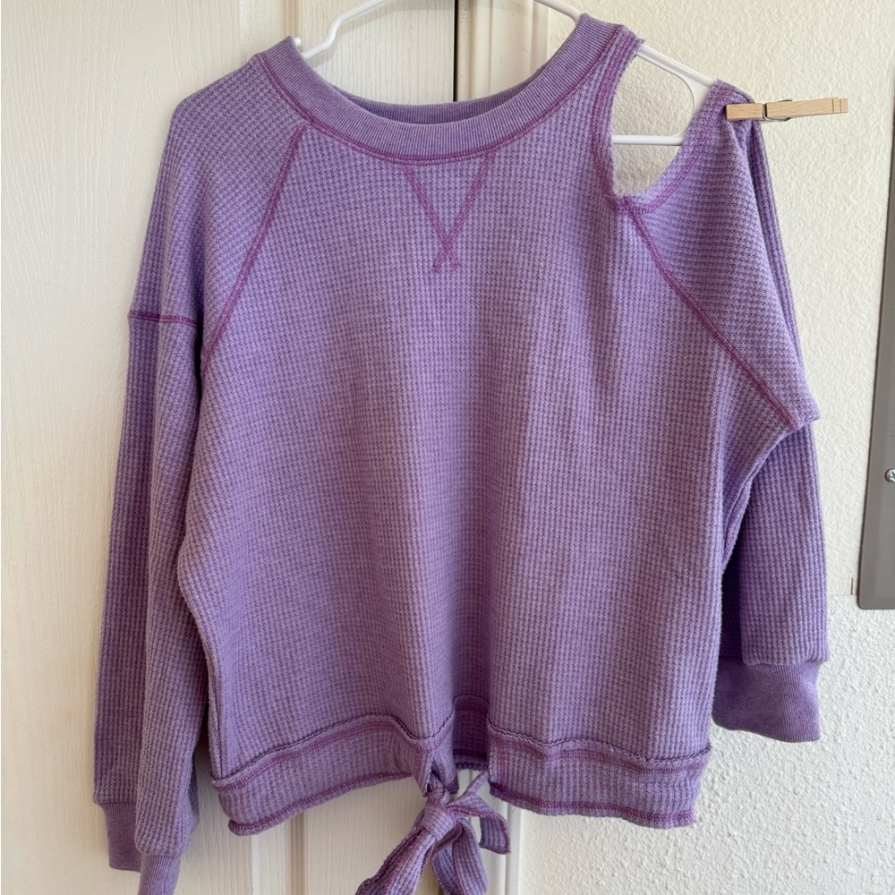 Chaser Waffle Knit Cold Shoulder Top